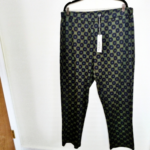 Studio Untold Green and Blue Abstract Print Pants - Picture 1 of 6